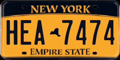 NY license plate HEA7474