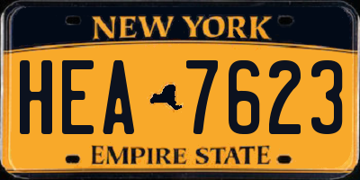 NY license plate HEA7623
