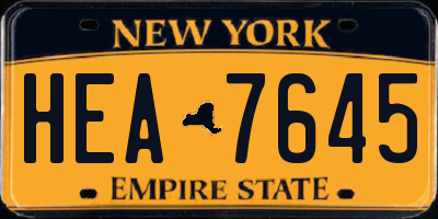 NY license plate HEA7645
