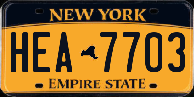 NY license plate HEA7703