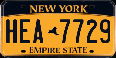 NY license plate HEA7729