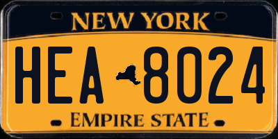 NY license plate HEA8024