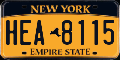 NY license plate HEA8115