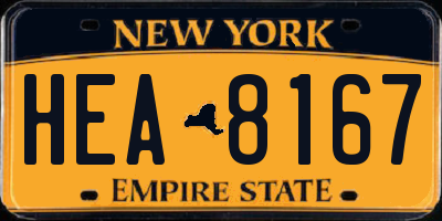 NY license plate HEA8167
