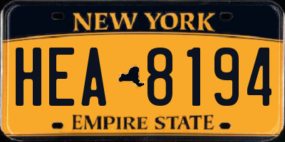 NY license plate HEA8194