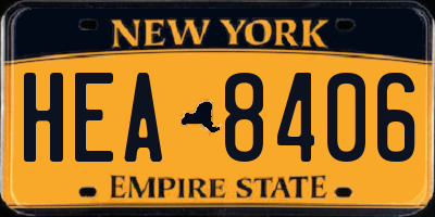 NY license plate HEA8406