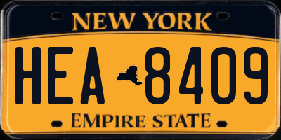 NY license plate HEA8409