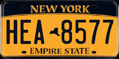 NY license plate HEA8577