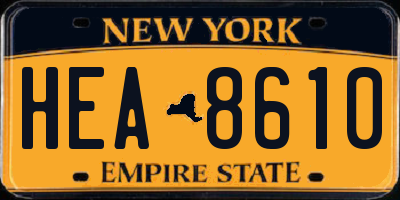 NY license plate HEA8610