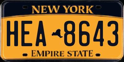 NY license plate HEA8643
