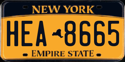 NY license plate HEA8665