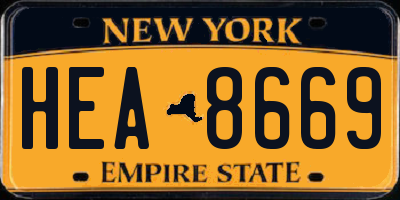 NY license plate HEA8669