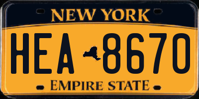 NY license plate HEA8670