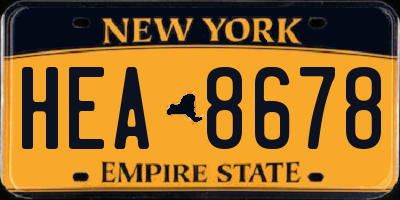 NY license plate HEA8678