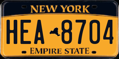 NY license plate HEA8704