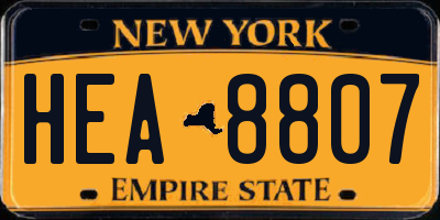 NY license plate HEA8807