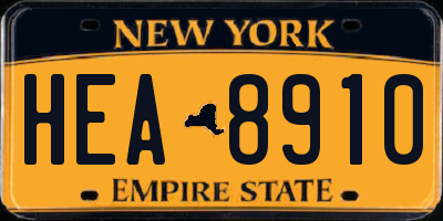 NY license plate HEA8910