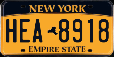 NY license plate HEA8918