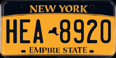 NY license plate HEA8920