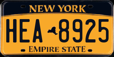 NY license plate HEA8925