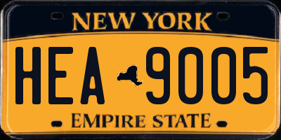 NY license plate HEA9005