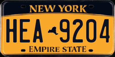NY license plate HEA9204