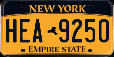NY license plate HEA9250