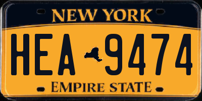NY license plate HEA9474