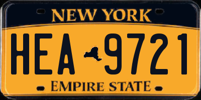 NY license plate HEA9721