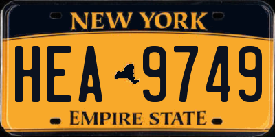 NY license plate HEA9749