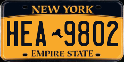 NY license plate HEA9802