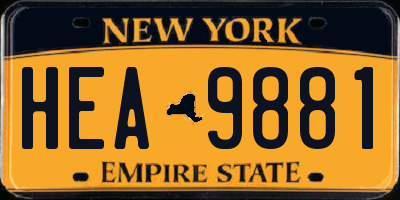 NY license plate HEA9881