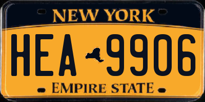 NY license plate HEA9906