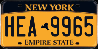 NY license plate HEA9965