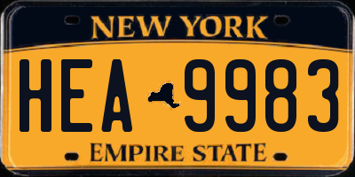 NY license plate HEA9983