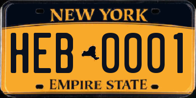 NY license plate HEB0001