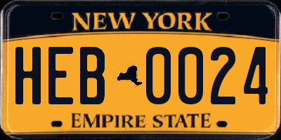 NY license plate HEB0024