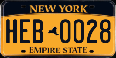 NY license plate HEB0028