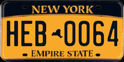 NY license plate HEB0064