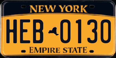 NY license plate HEB0130