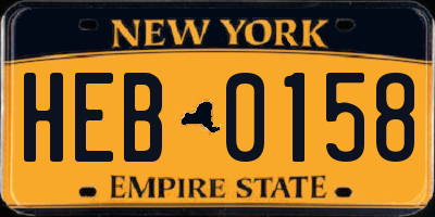 NY license plate HEB0158