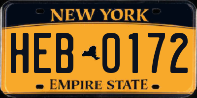 NY license plate HEB0172