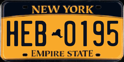 NY license plate HEB0195