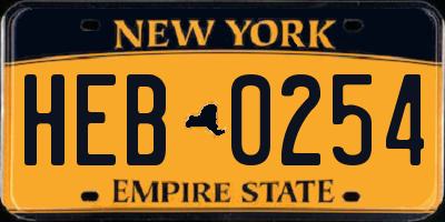 NY license plate HEB0254
