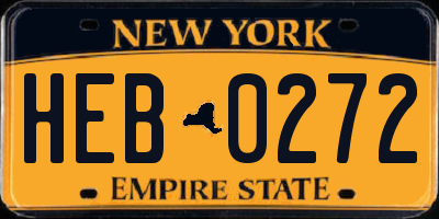 NY license plate HEB0272