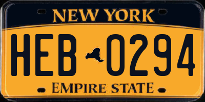 NY license plate HEB0294