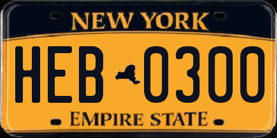 NY license plate HEB0300