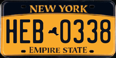 NY license plate HEB0338