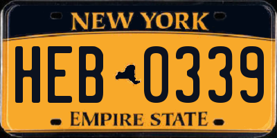 NY license plate HEB0339