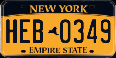 NY license plate HEB0349